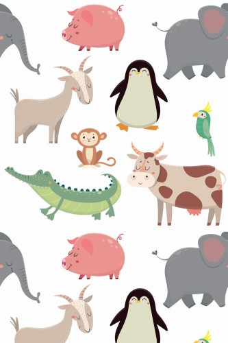 Pattern repeat of Seamless animal removable wallpaper design