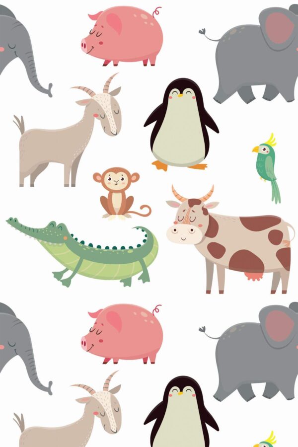Pattern repeat of Seamless animal removable wallpaper design