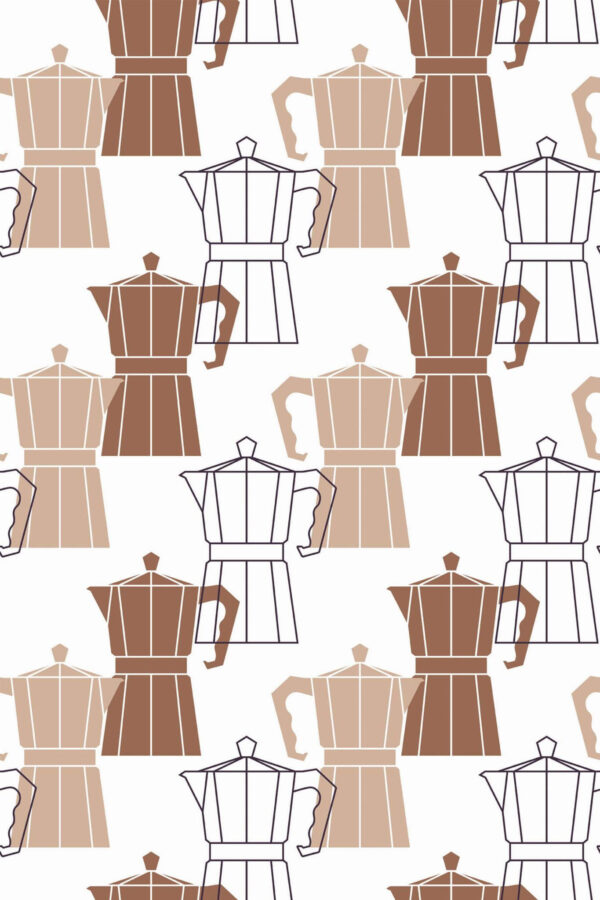 Pattern repeat of Seamless coffee removable wallpaper design