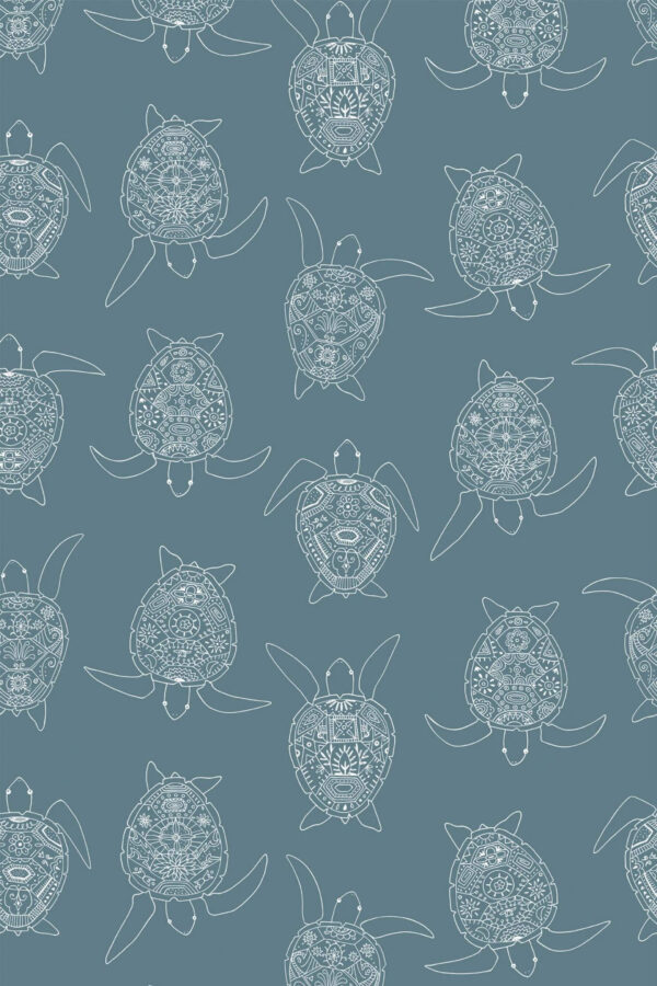 Pattern repeat of Seamless turtle removable wallpaper design