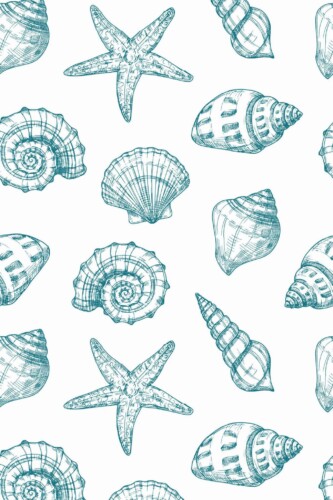 Pattern repeat of Seashell removable wallpaper design