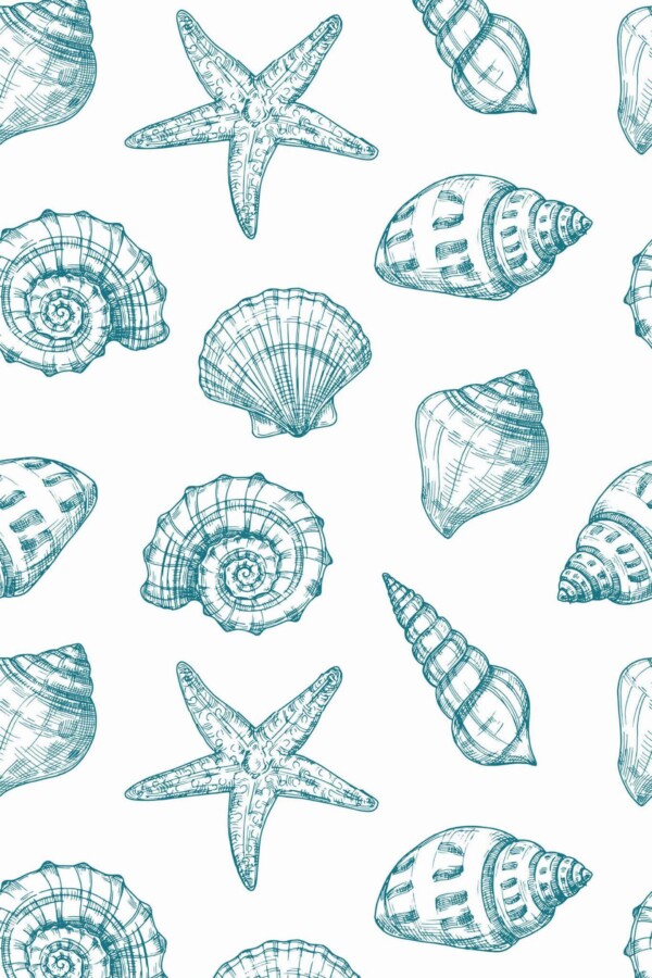 Pattern repeat of Seashell removable wallpaper design
