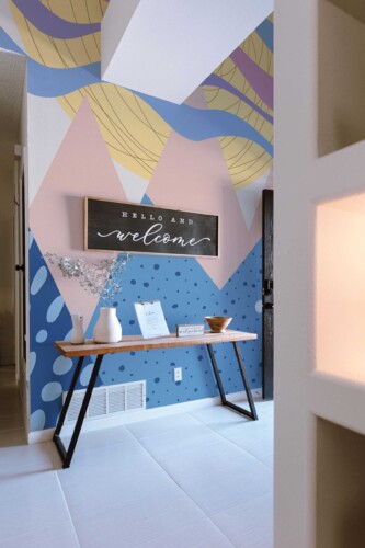 Simple mountain view wall mural Blue fun wallpaper mural by Fancy Walls