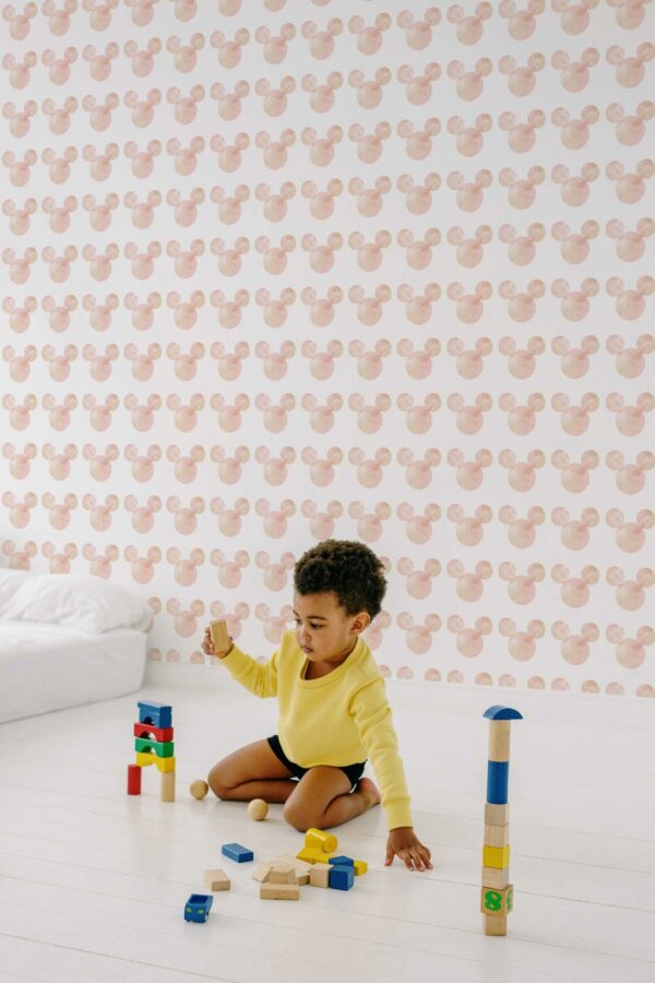 Traditional Wallpaper with Tangerine Mousy Sketch Pattern from Fancy Walls