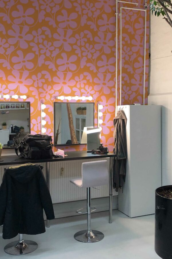 Pink Daisy Harmony Self-Adhesive Wallpaper by Fancy Walls