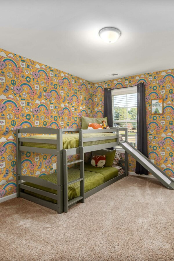Fancy Walls peel and stick wallpaper in Psychedelic Fun Orange