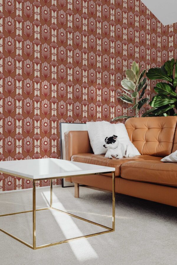 Terracotta Art Deco Wallpaper