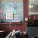 Serene Blue Marble peel and stick or non-pasted wall mural. Fancy Walls removable self-adhesive or traditional abstract marble eco-friendly and PVC-free bar wall mural.
