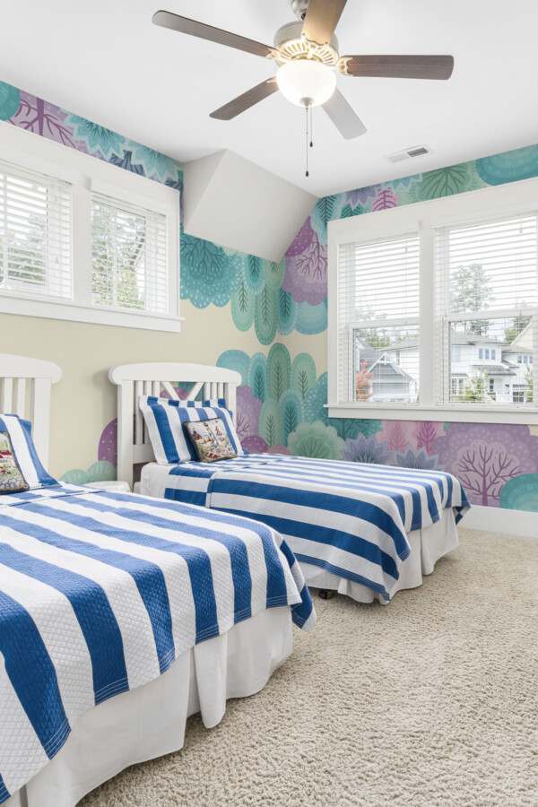 Fancy Walls removable wall mural featuring playful mint forest
