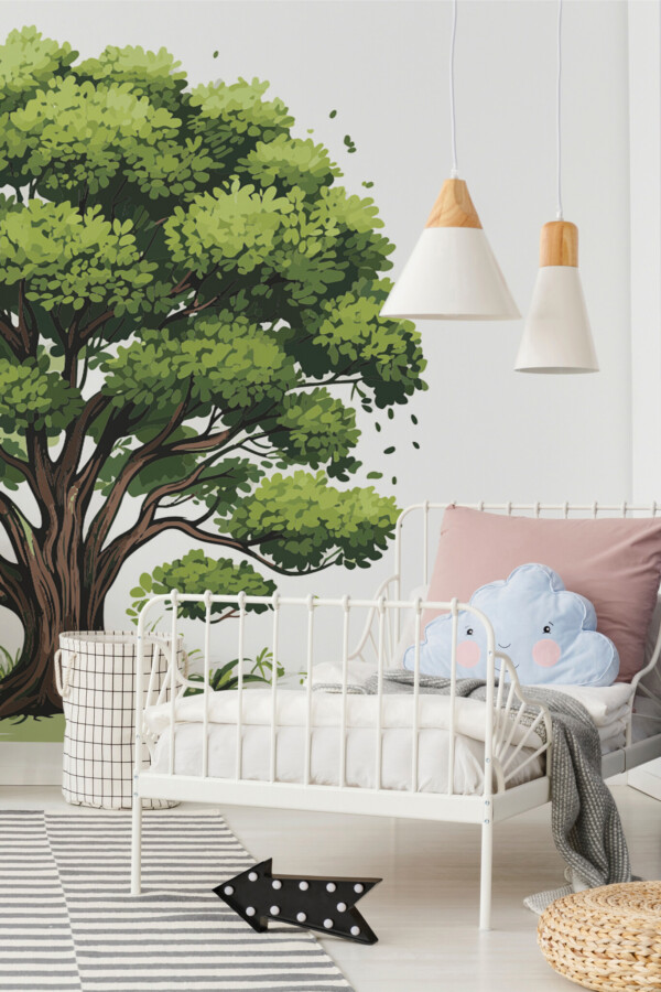 Fancy Walls removable wall mural depicting a lush painted oak