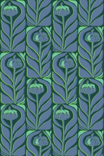 Pattern repeat of Silkscreen flower removable wallpaper design