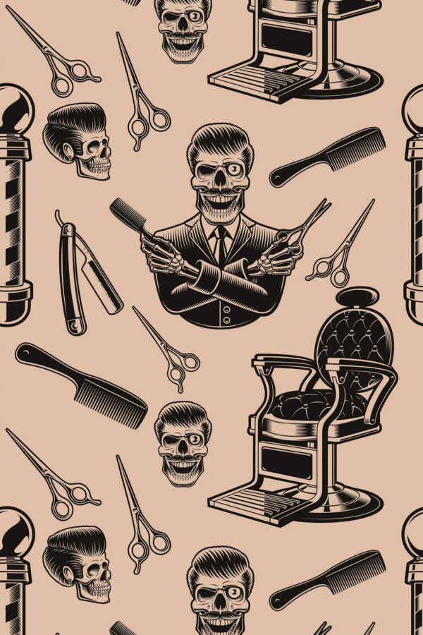 Removable Eclectic Skull Fusion wallpaper from Fancy Walls
