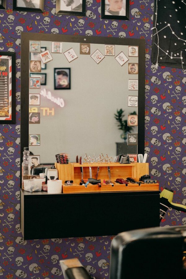 Removable Gothic Barber Elegance wallpaper from Fancy Walls