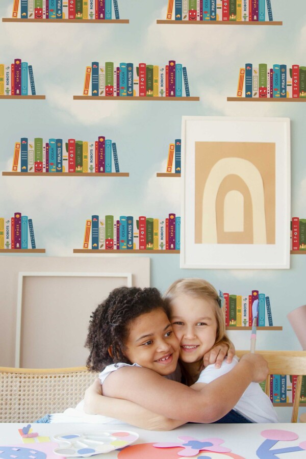 Colorful Cute Bookcase Wallpaper