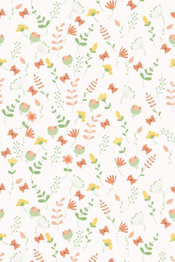 Pattern repeat of Small flowers removable wallpaper design