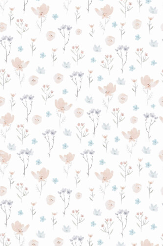 Pattern repeat of Small pastel flowers removable wallpaper design