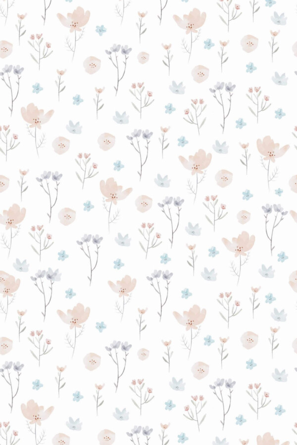 Pattern repeat of Small pastel flowers removable wallpaper design