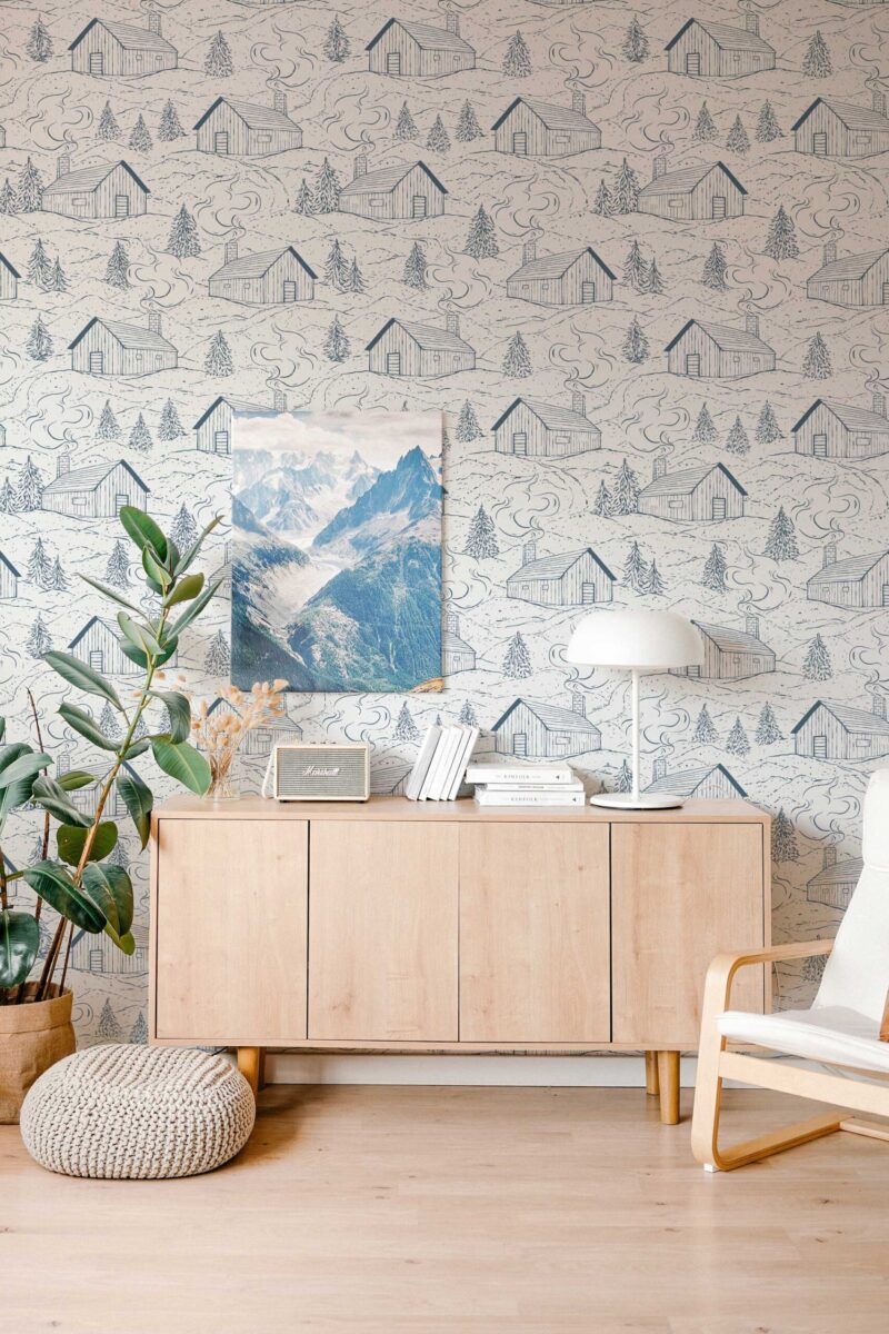 Fancy Walls Smokey Blue Winter Serenity self-adhesive wallpaper