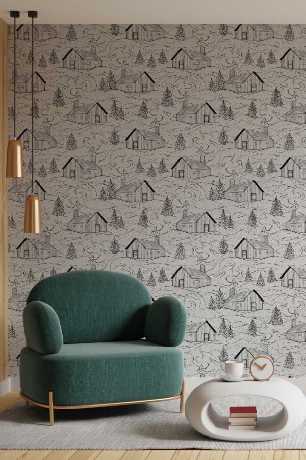 Fancy Walls Smokey Cabins peel and stick wallpaper