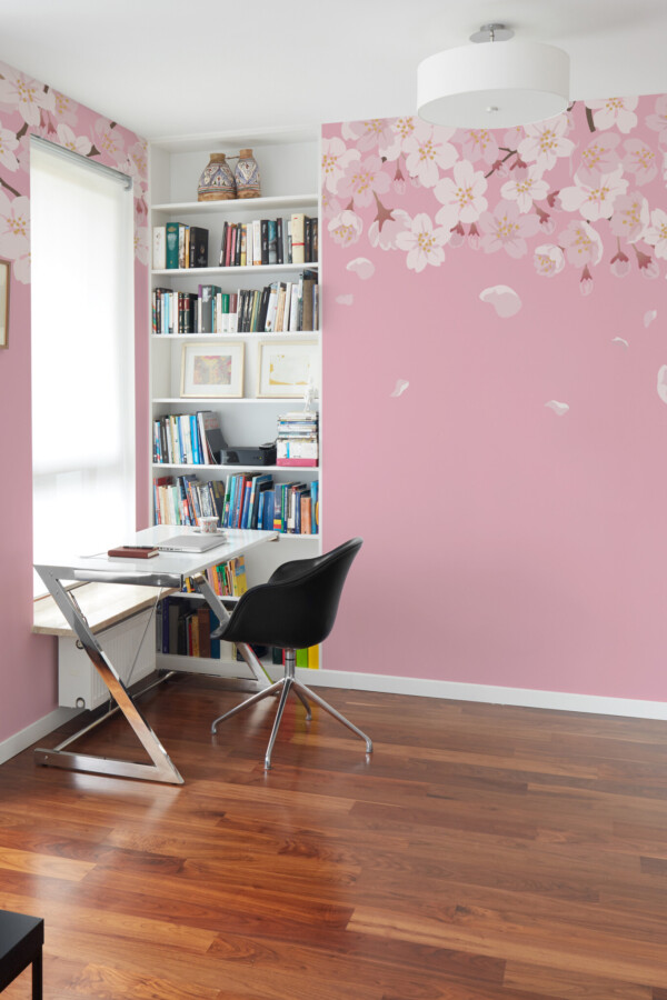 Fancy Walls removable wall mural cherry petals on pink