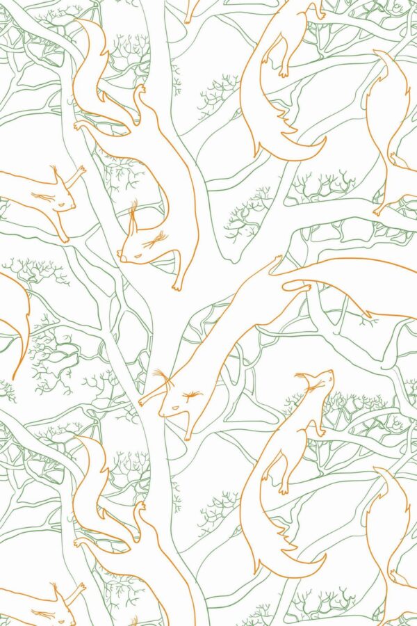Pattern repeat of Squirrel removable wallpaper design