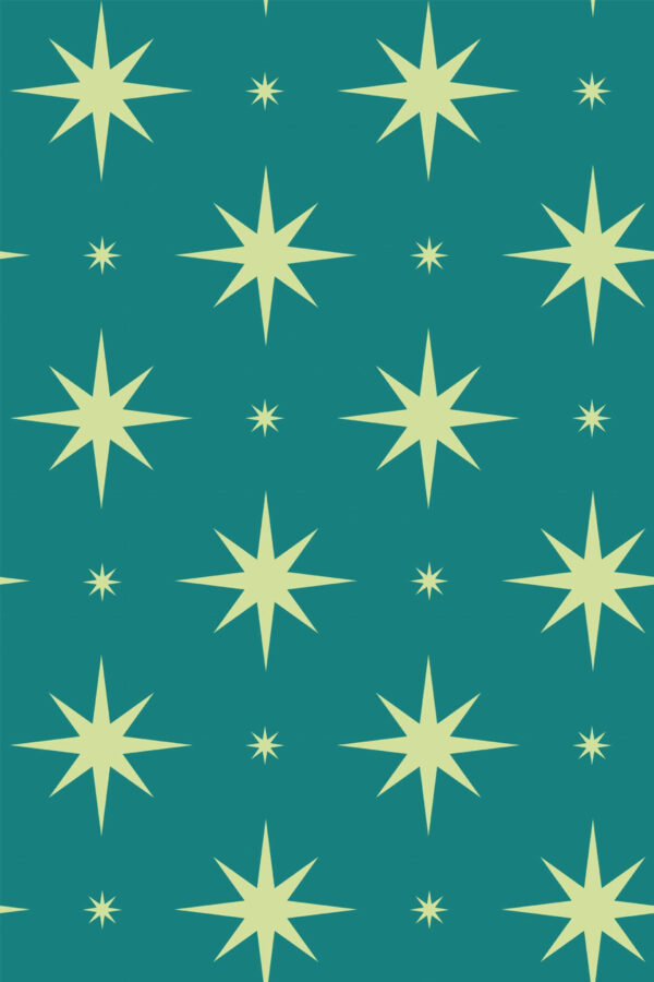 Pattern repeat of Starlight Teal removable wallpaper design