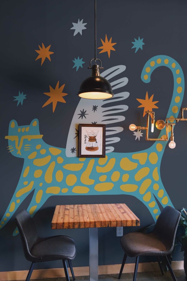 Mural for wall with novelty kitten and wings pattern by Fancy Walls