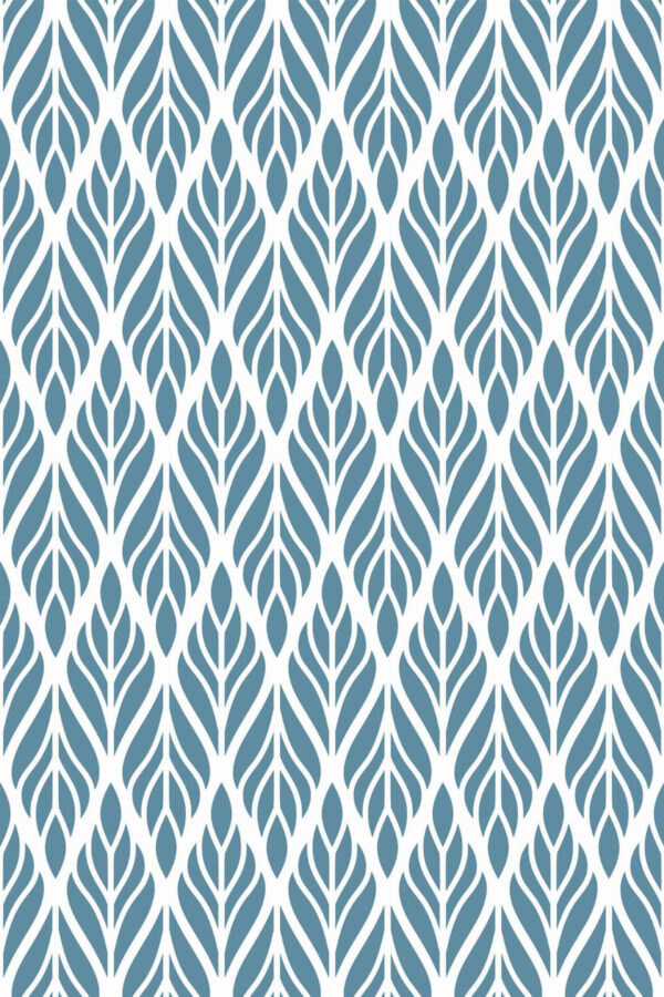 Pattern repeat of Steel blue Art Deco removable wallpaper design