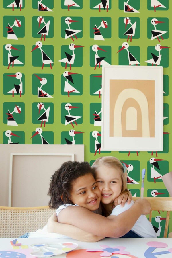 Stork Shades unpasted wallpaper from Fancy Walls