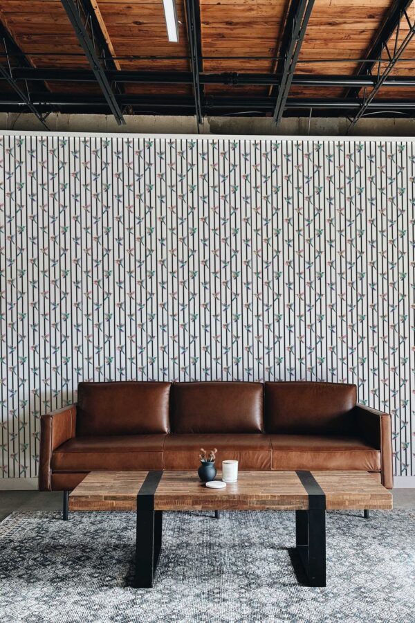 Fancy Walls wallpaper for walls with striped black and white bird pattern