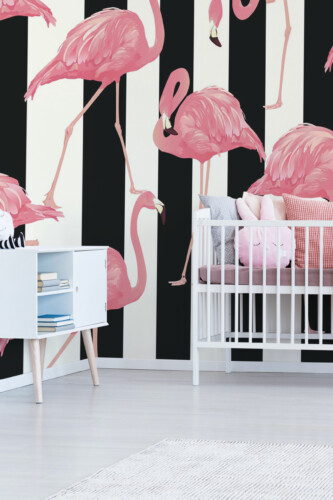 Bold Flamingo peel and stick or non-pasted wall mural. Fancy Walls