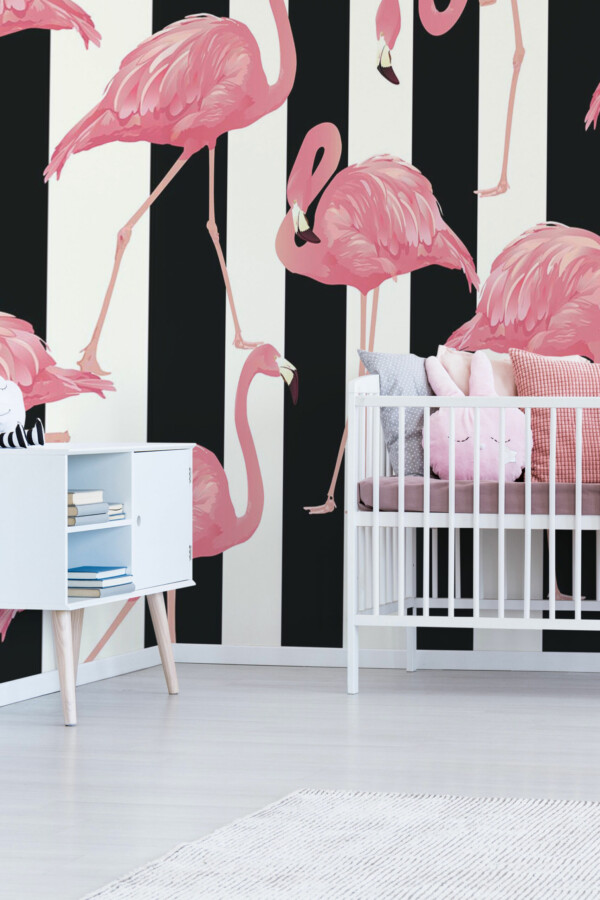 Bold Flamingo peel and stick or non-pasted wall mural. Fancy Walls