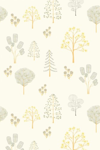 Pattern repeat of Sunlit Vintage Grove removable wallpaper design