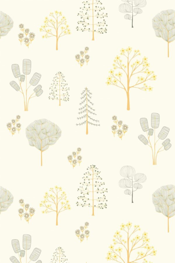 Pattern repeat of Sunlit Vintage Grove removable wallpaper design