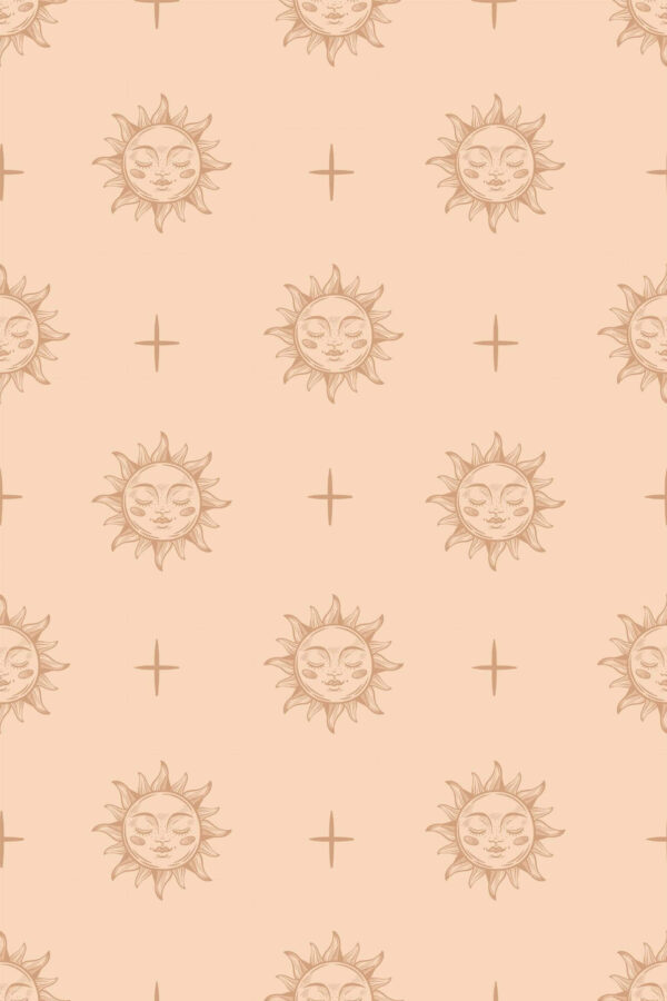 Pattern repeat of Sunny boho removable wallpaper design