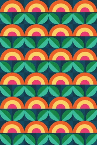 Pattern repeat of Sunset flowers removable wallpaper design