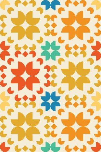 Pattern repeat of Sunshine Symphony in Retro Tiles removable wallpaper design