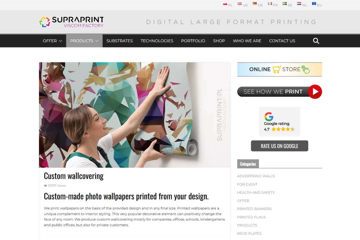 Supra Print print on demand wallpaper service