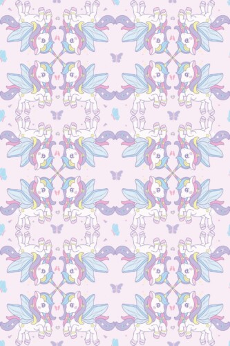 Pattern repeat of Sweet Unicorn Dreamscape removable wallpaper design