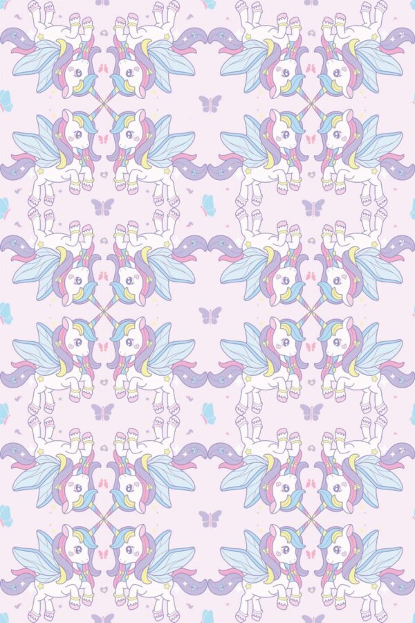 Pattern repeat of Sweet Unicorn Dreamscape removable wallpaper design