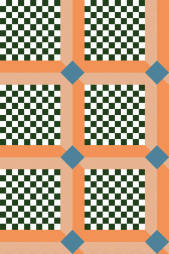 Pattern repeat of Tangerine Tessellation removable wallpaper design