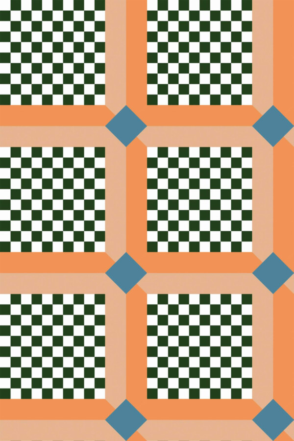 Pattern repeat of Tangerine Tessellation removable wallpaper design