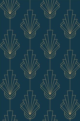 Pattern repeat of Teal modern Art Deco removable wallpaper design