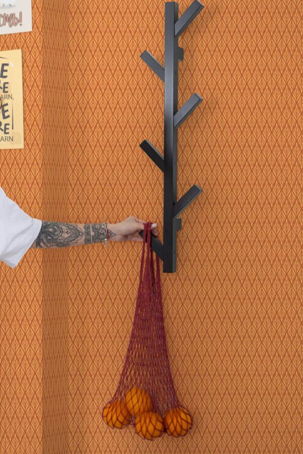 Scandinavian style kitchen decorated with Terracotta art deco peel and stick wallpaper