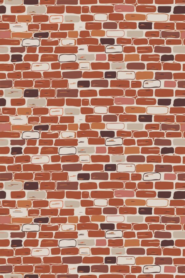 Pattern repeat of Terracotta Brick removable wallpaper design