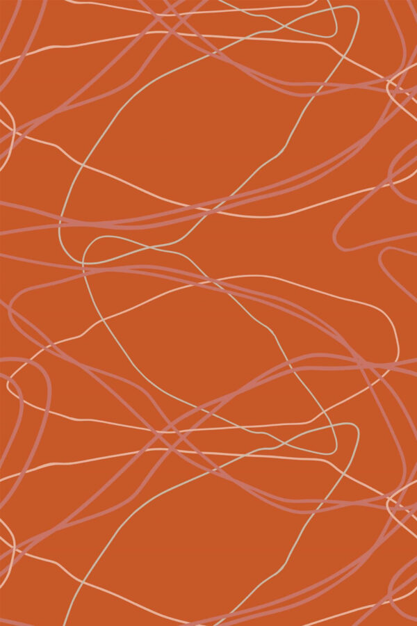 Pattern repeat of Terracotta Sand Lines removable wallpaper design