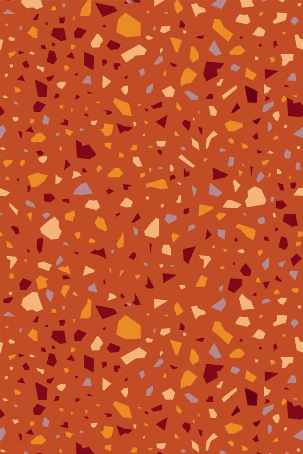 Pattern repeat of Terracotta Terrazzo removable wallpaper design