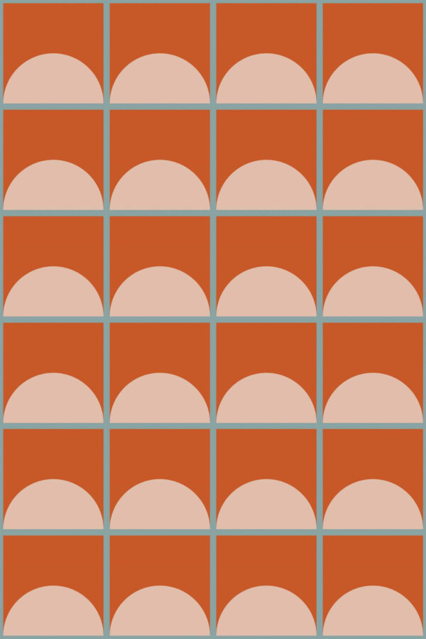 Pattern repeat of Terracotta Tile Blend removable wallpaper design