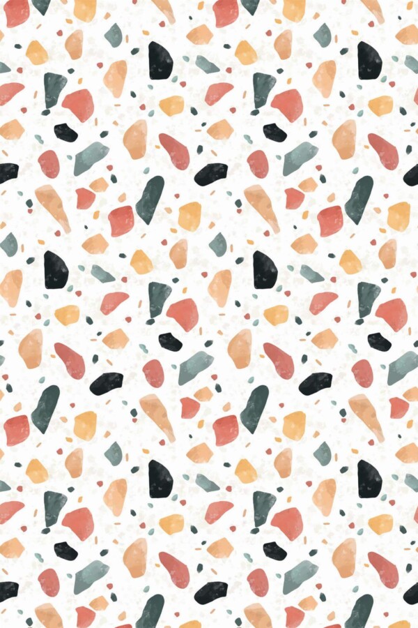 Pattern repeat of Terrazzo hand painted removable wallpaper design