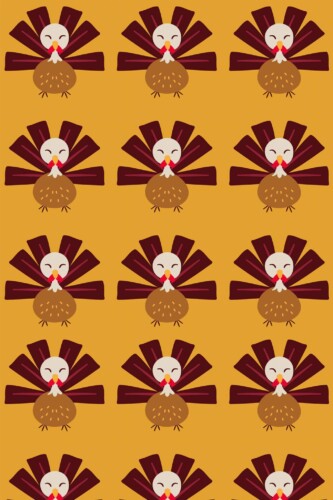 Pattern repeat of Thanksgiving turkey removable wallpaper design